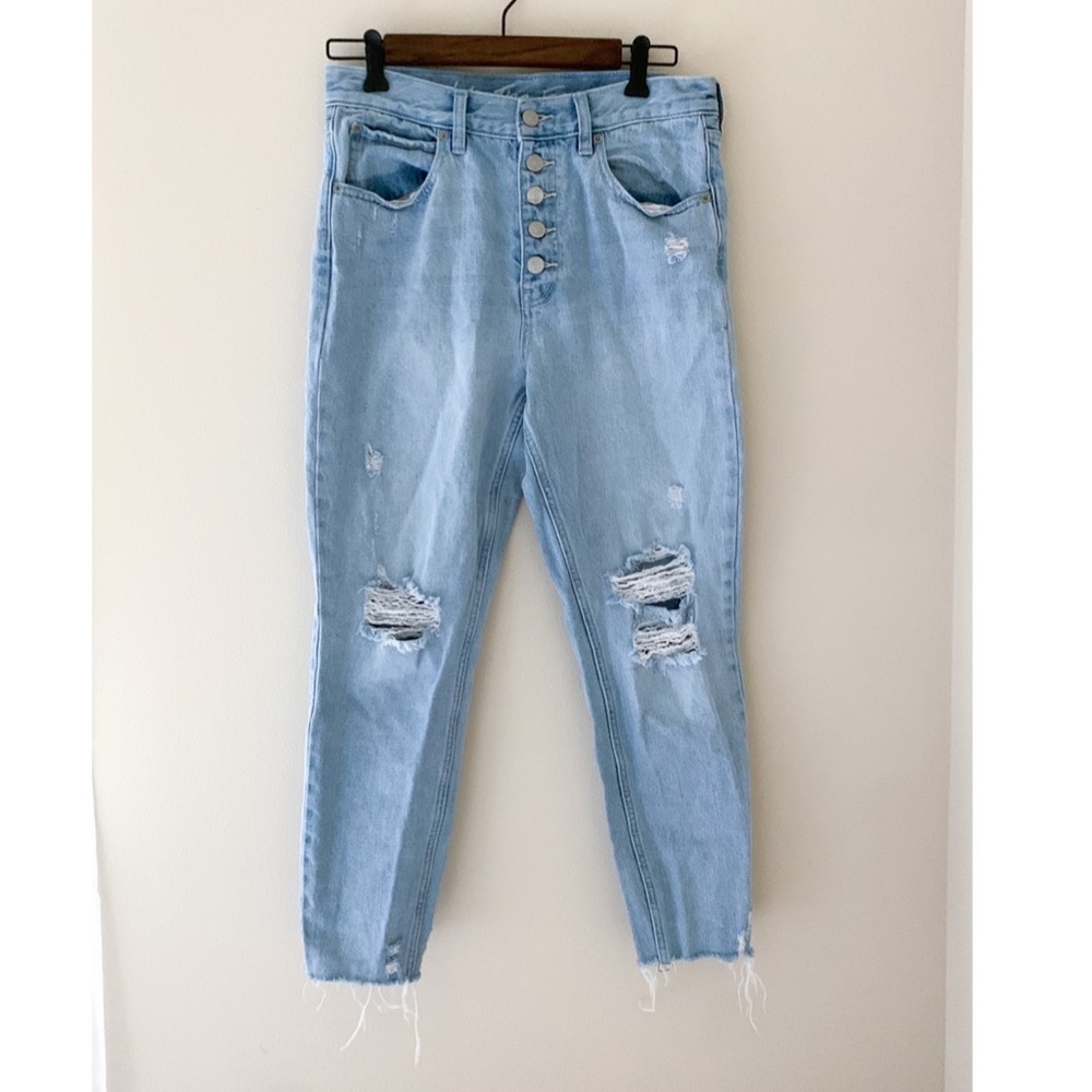Free People Light Wash Denim Straight Leg Jeans